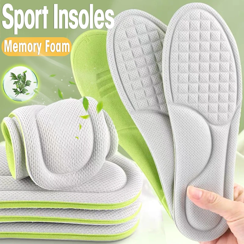 Plantilla deportiva de espuma viscoelástica para hombre y mujer, desodorante de 2 piezas, con absorción de sudor, suela ortopédica para correr