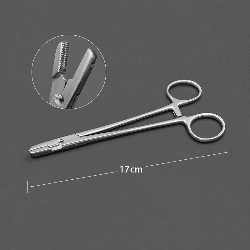 Ophthalmic mastoid rongeur, stainless steel push-plate instrument, gun-shaped rongeur