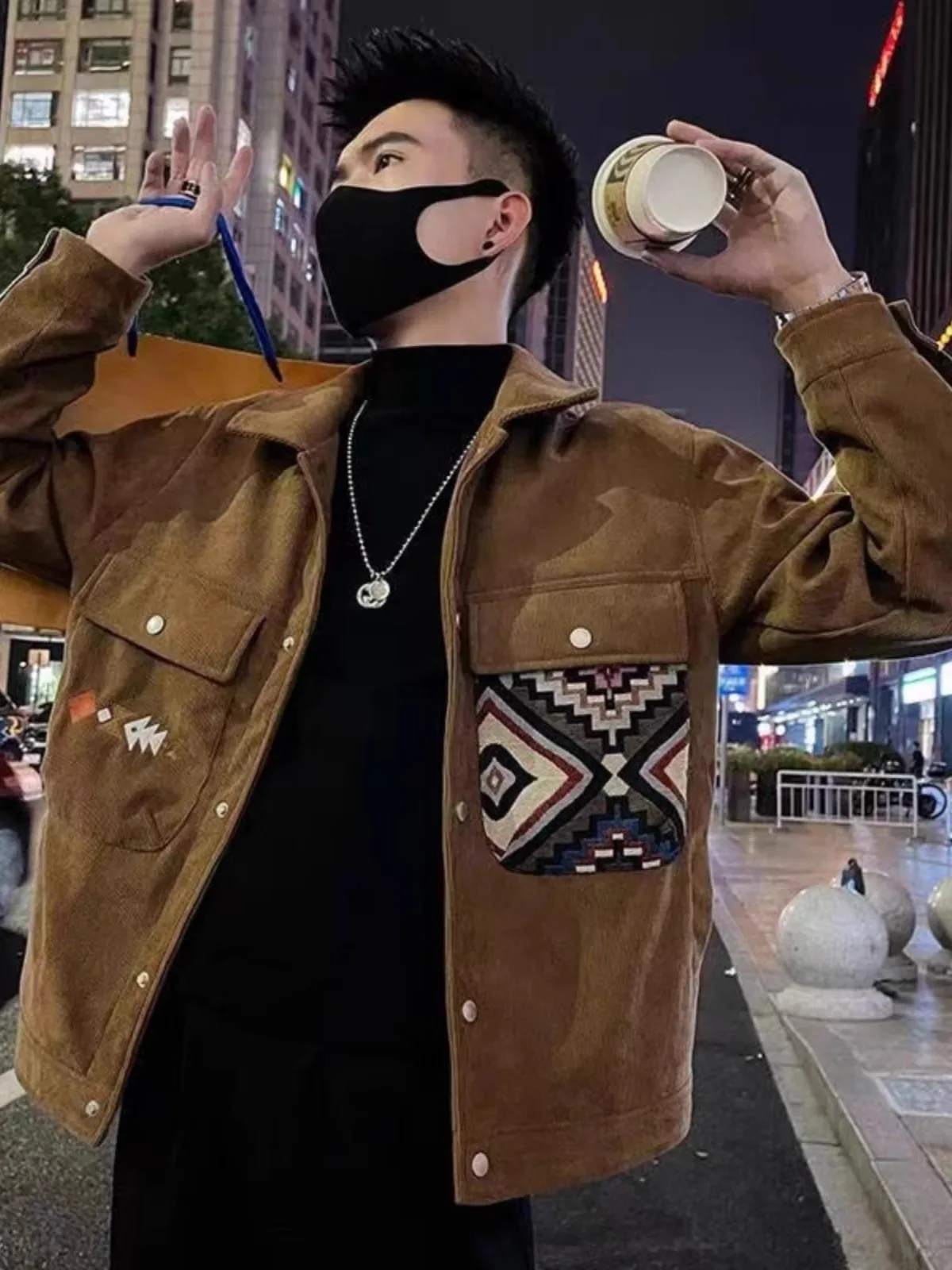 

Весенне-осенняя мужская одежда Jaet 2024, новая повседневная американская рабочая одежда в стиле ретро, пальто с вышивкой, молодежная одежда свободного покроя...