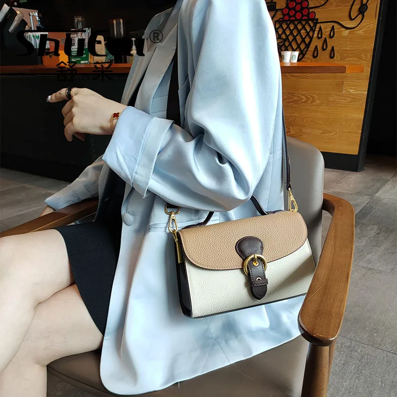 

Genuine Leather New Women's Clash Colour Underarm Bag Tote Shoulder Crossbody Brand Luxury Designer Bag For Women