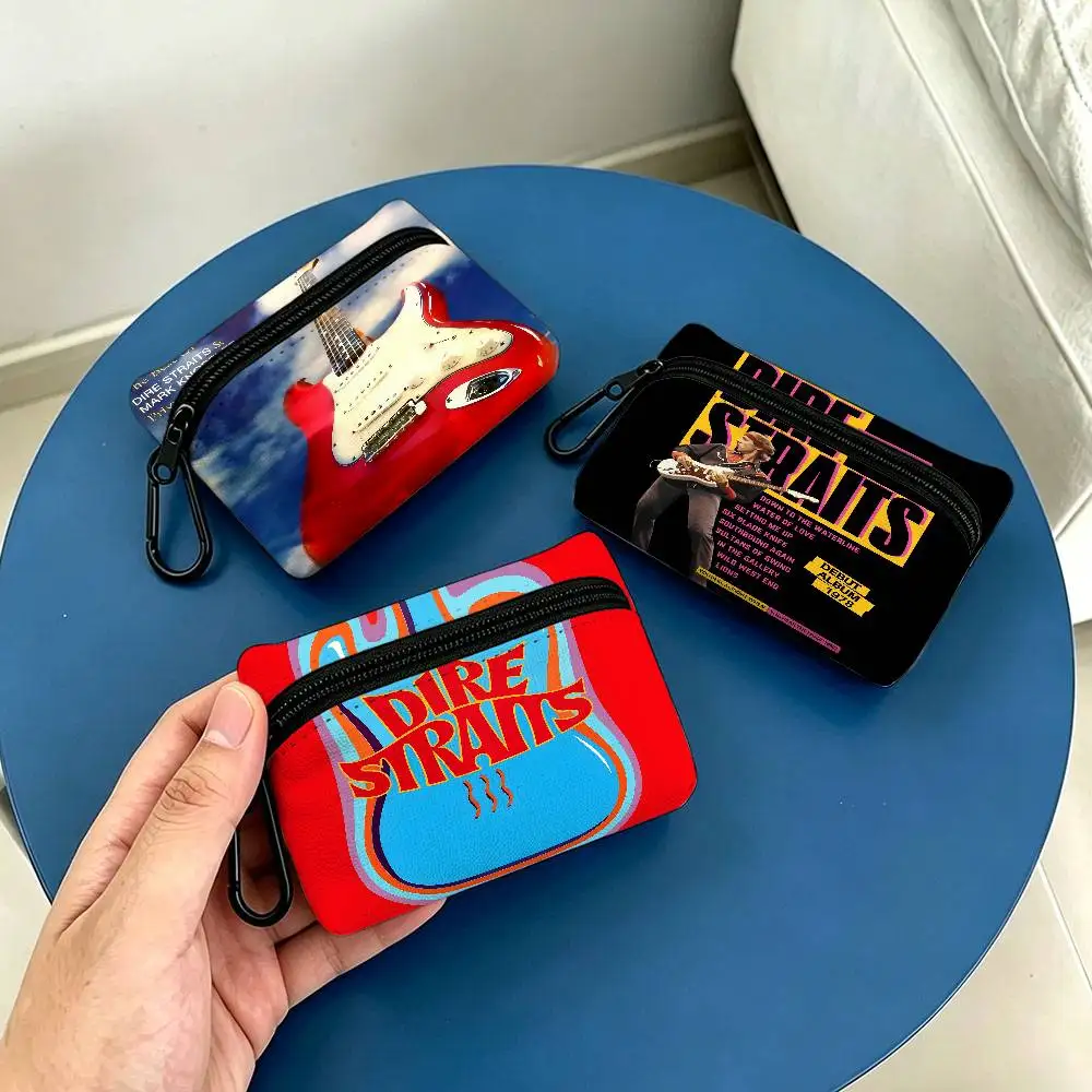 Rock Band D-Dire S-Straits Anti-fade Oxford Cloth Small Zipper Coin Bag Lightweight Hanging Wallet For Coins ID Cards