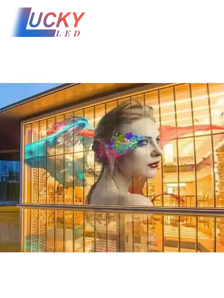 واضح HD P3.91 -7.81 شاشة LED شفافة محلات نافذة زجاجية مول LED عرض إعلاني شفاف