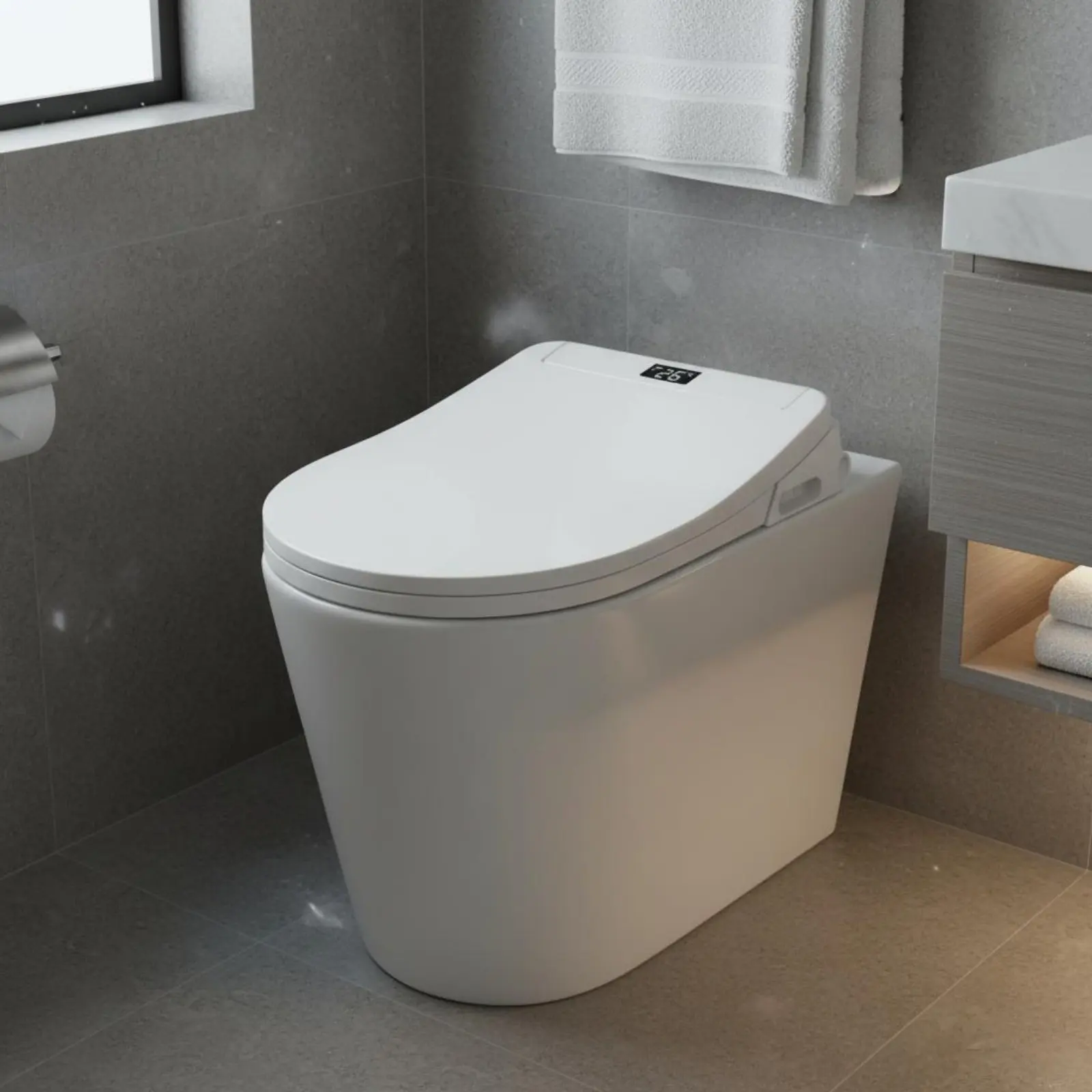 Smart Toilet Seat Drying Function Electric Bidet Seat Electric Toilet Cover Adjustable Temperature Bathroom Fixture Night Light view 5