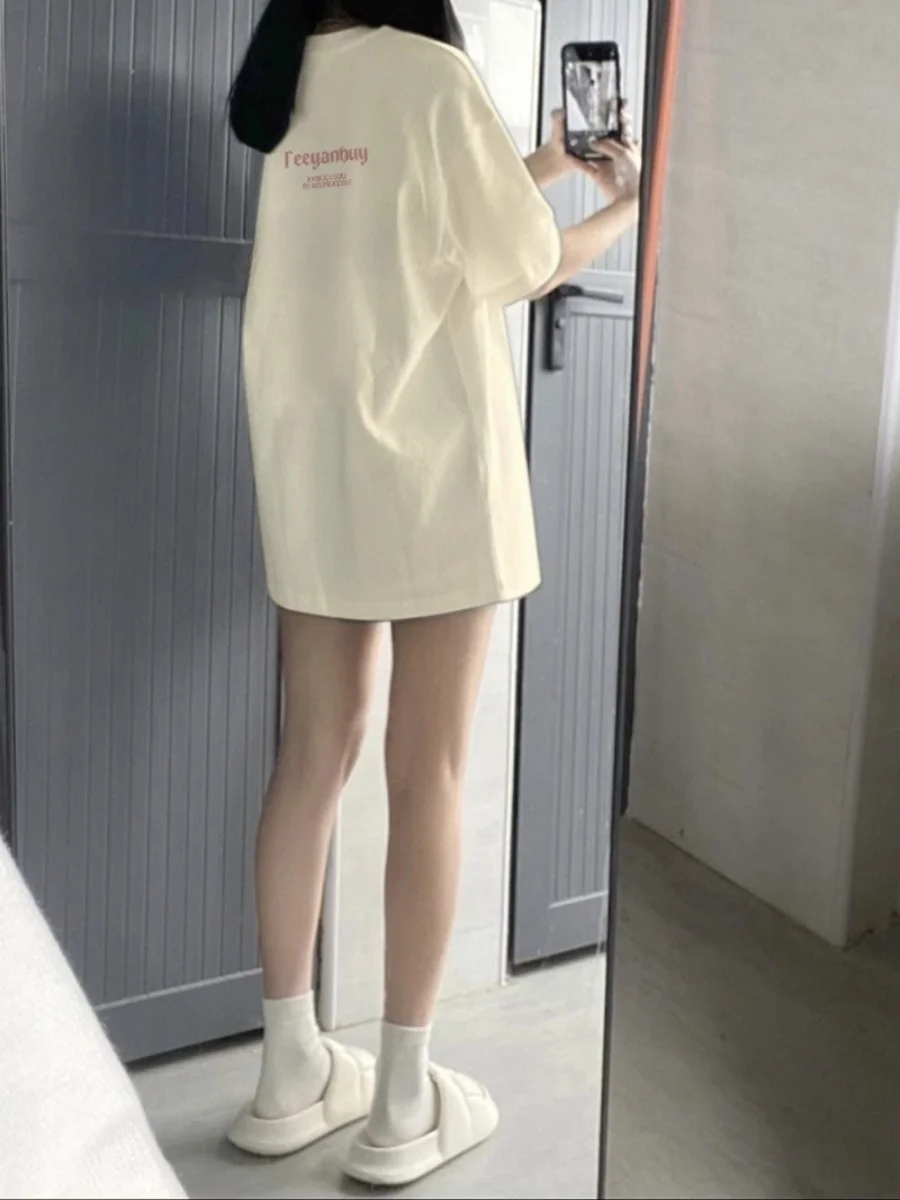 

Loose Cotton ort Sve T-irt Women's Summer Faion Brand f Sve Casual Print Top Breathable Comfortable Couple Outfit