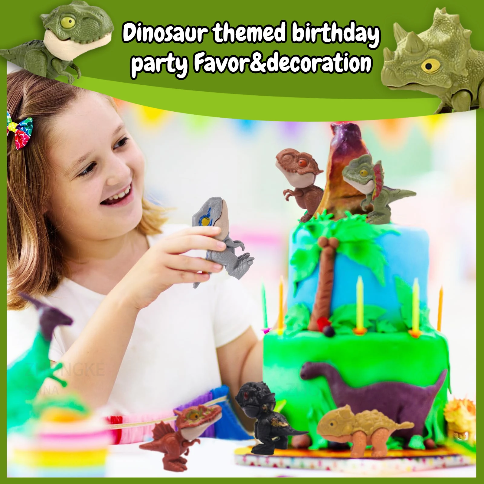 12-60pcs Finger-biting Dinosaurs Toys for Kids Dinosaur Party Favors Movable Joints Dino Birthday Goodie Bag Stuffers for Boys