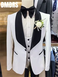 Terno de casamento jacquard masculino, conjunto de 3 peças, vestido de luxo, jaqueta, calça, colete, formal, alta qualidade