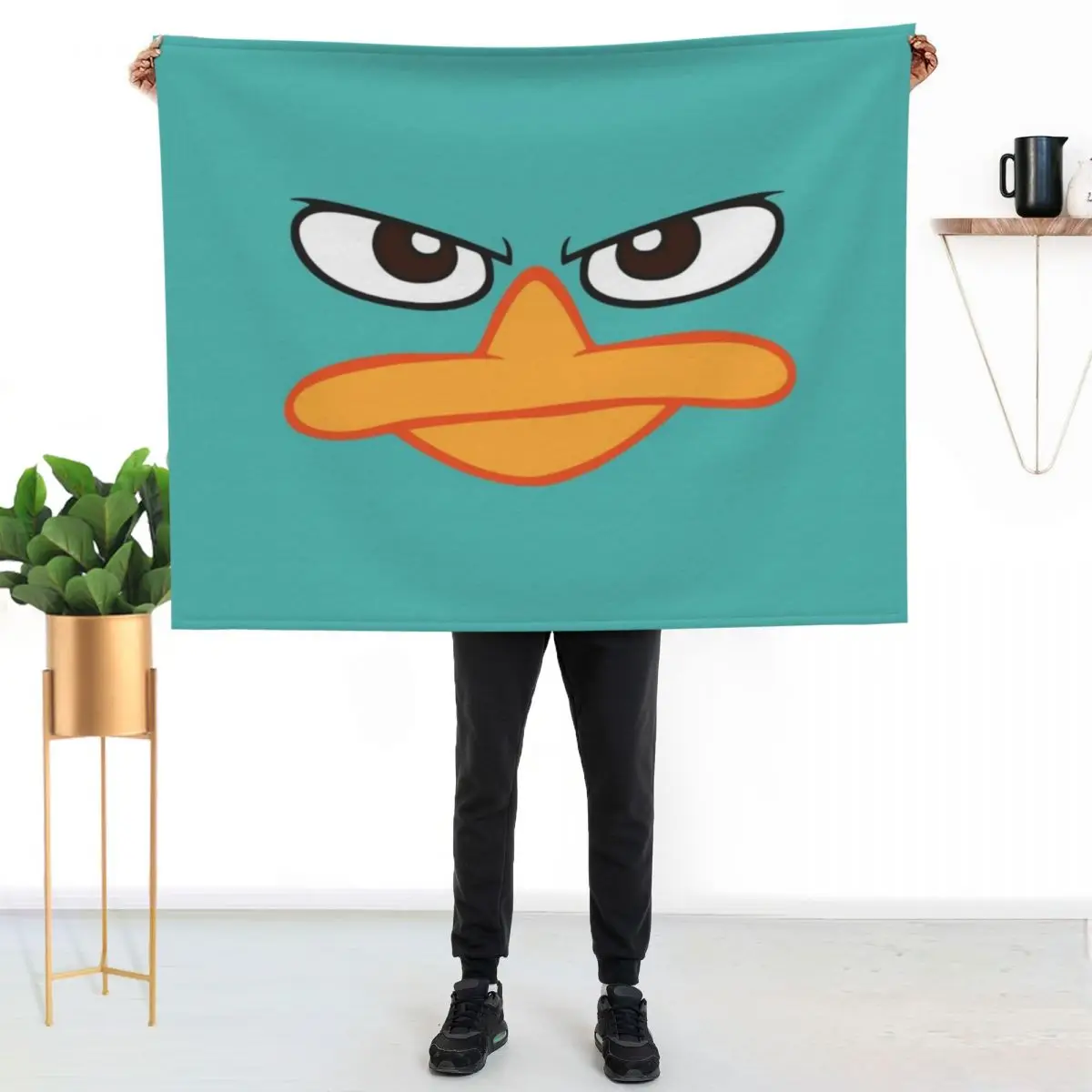 Perry the Platypus Mask Throw Blanket Multi Use Warm Blanket for Living Room Bedroom