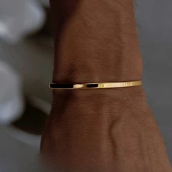 Men's jewelry stainless steel non fading waterproof light luxury high-end feel bracelet simple and unisex cuff jewelry