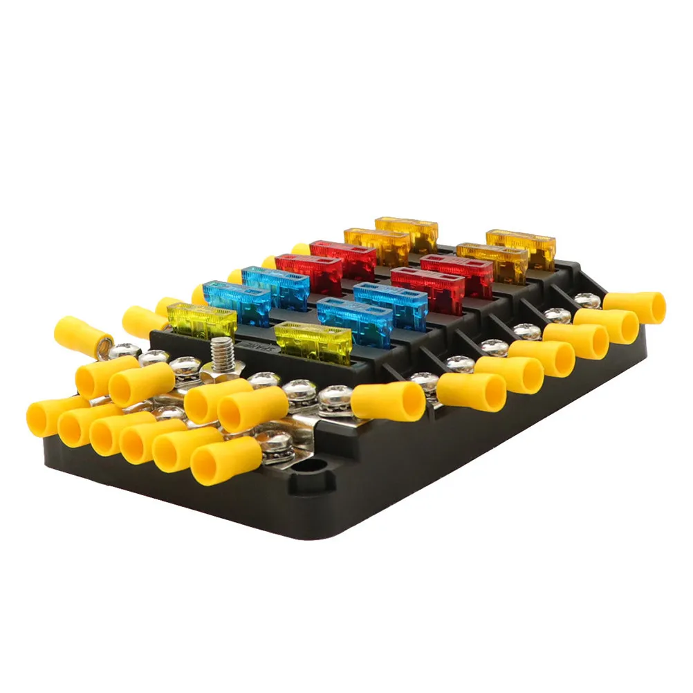 

12 Ways Fuse Box Holder LED Warning Indicator Transparent Cover Rotating Design Spare Insurance Jack for Car Boat Marine Fuse