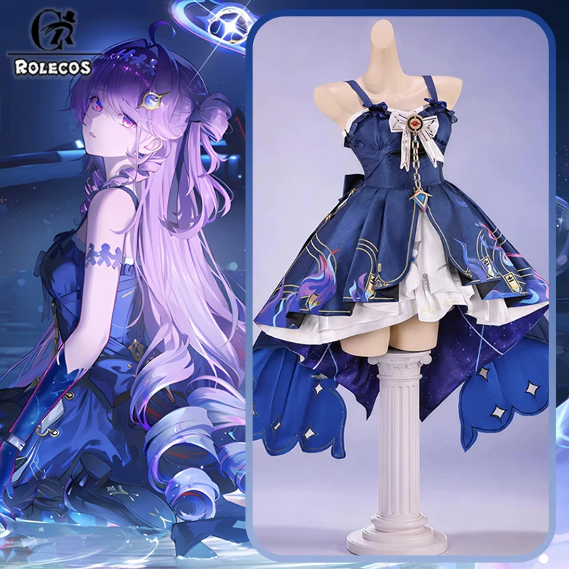 

ROLECOS Game Wuthering Waves Denia Cosplay Costume Awakened Form Outfit Women Carnival Halloween Role Play Uniform Dress Wig