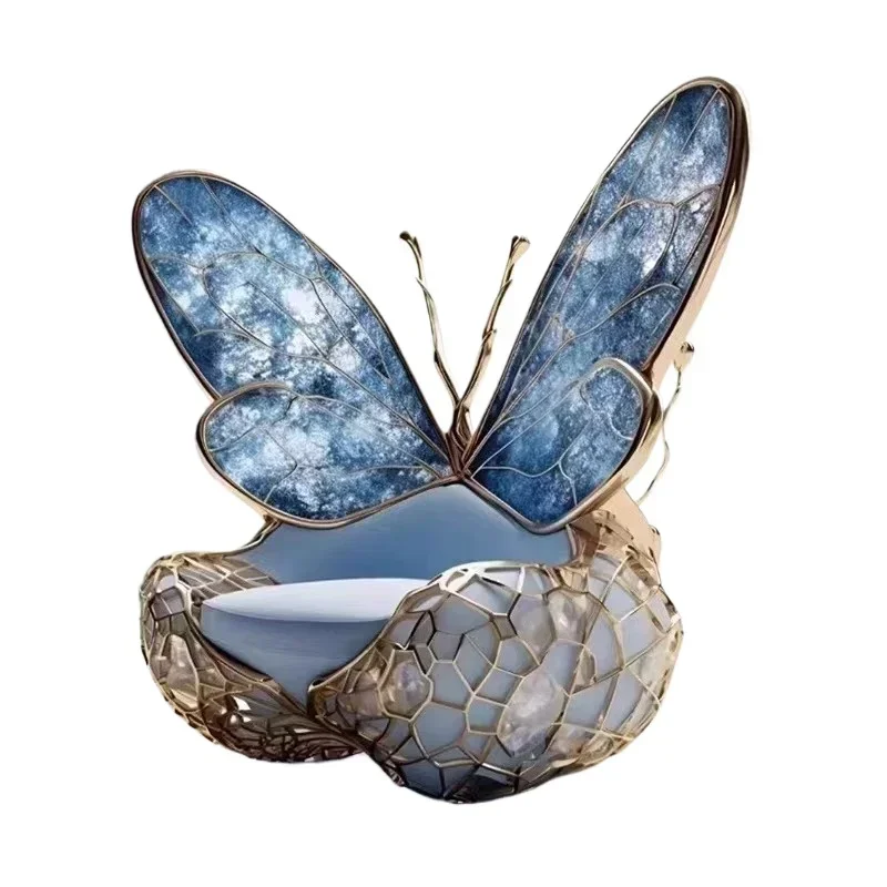 Creative Queen Pure Copper Butterfly Chair Personalized Art Stainless Steel Agate Inlaid Leisure Chair