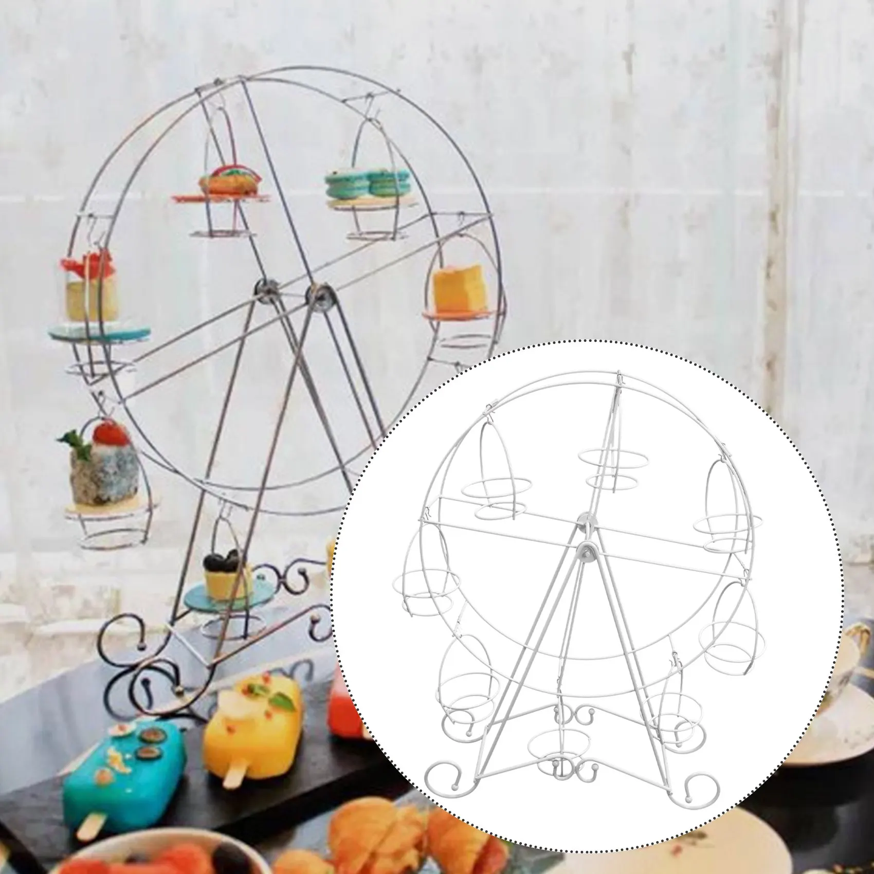 

Versatile Party Rotatable Pastry Cupcake Holder 8 Cups Supplies Cake Stand Ferris Wheel Kitchen Home