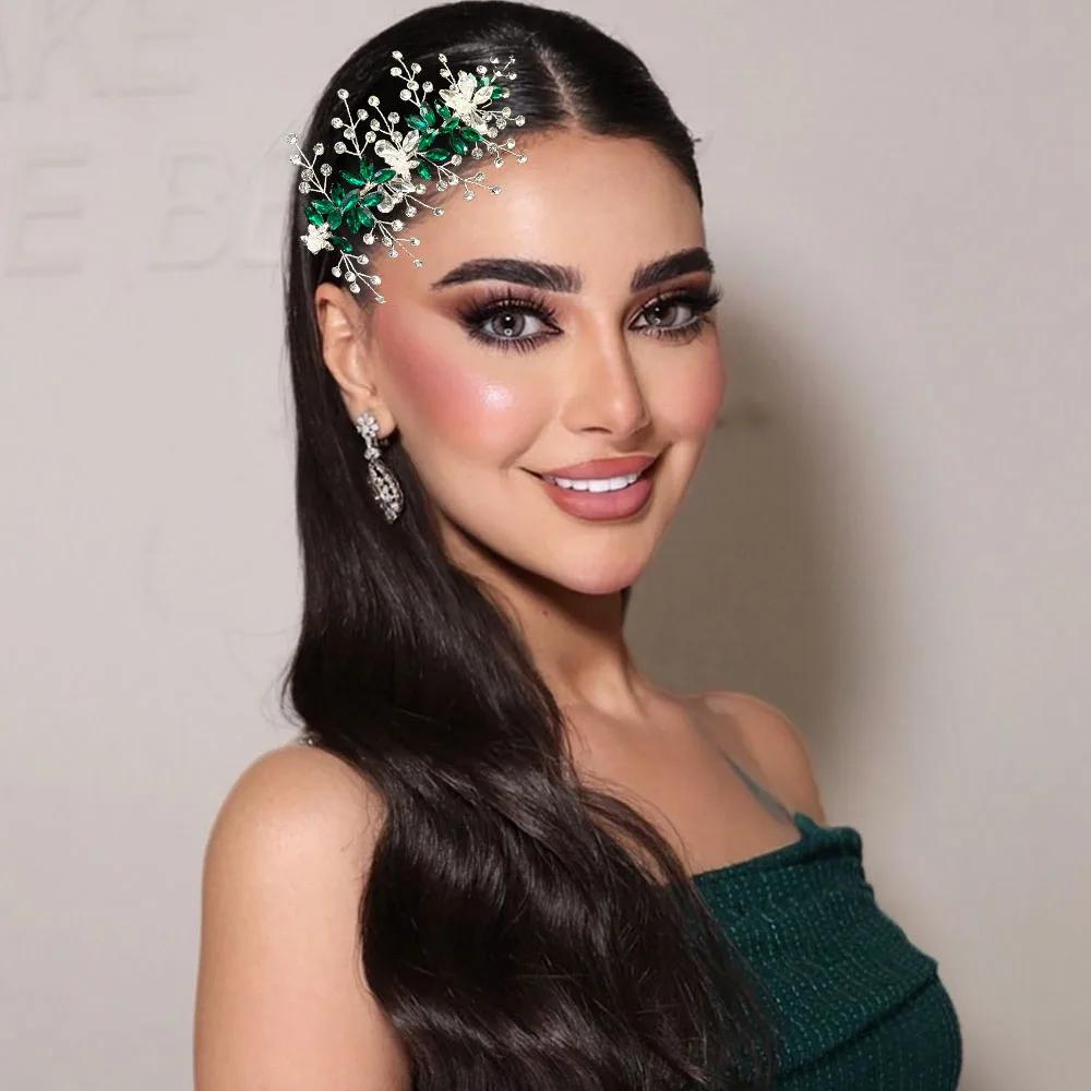 

DZ223 Green Crystal Party Headband for Women Tiara Rhinestone Headpiece Bridal Hairband Bridal Wedding Hair Accessories Jewelry