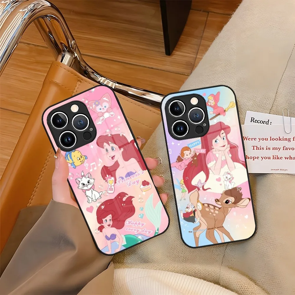 The Little Mermaid Phone Case Tempered Glass For iPhone 15 13 14 12 11 Pro XS Max Plus Mini X XR 8 7 6s SE2020 Coque