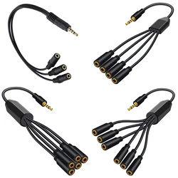 1/8 3.5mm TRRS Male To 3/4/5/6 Ports 3.5 Female Jack AUX Cable Earphone Mic Audio Adapter Cord for Phone Headset Splitter Cable