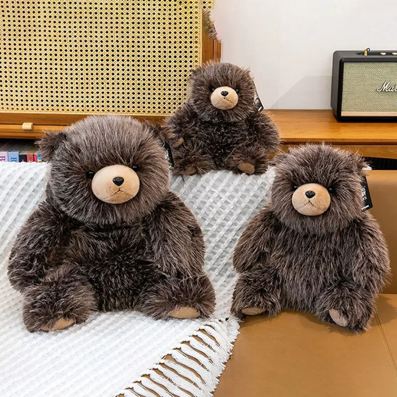 

Fluffy Brown Bear Plush Doll Multiple Sizes Soft Stuffed Animal Adorable Home Decor Gift for Kids Adults Office Table Decoration