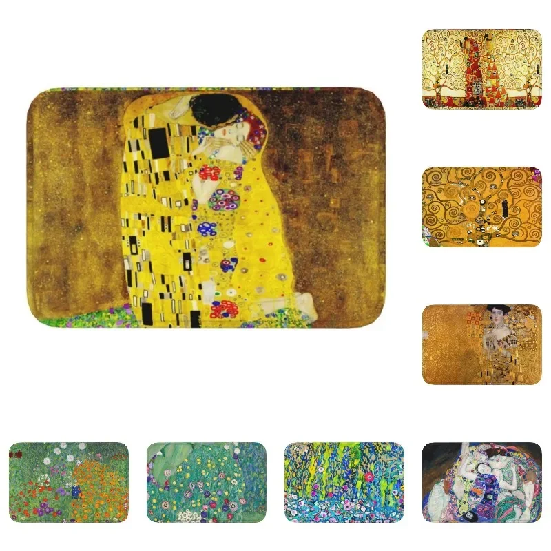 The Kiss By Gustav Klimt Doormat Anti-Slip Kitchen Bath Mat Garden Door Floor Entrance Carpet Rug Toilet Living Room Footpad