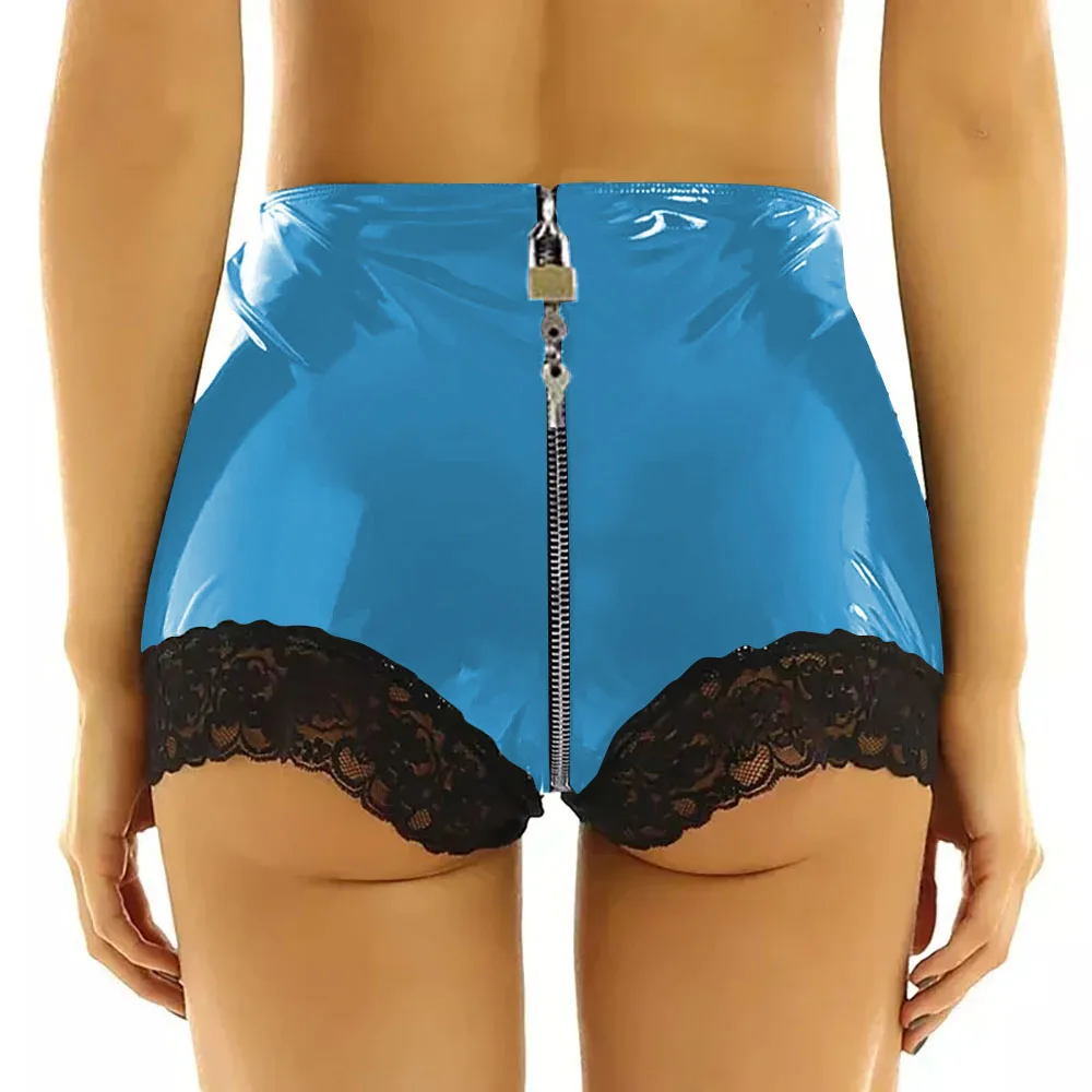 قابل للقفل الغريبة بولي كلوريد الفينيل سراويل جلدية فو اللاتكس صنم عبودية السراويل مع الدانتيل الرقص مرحلة كلوبوير سيسي الكلسون سستة المنشعب #1