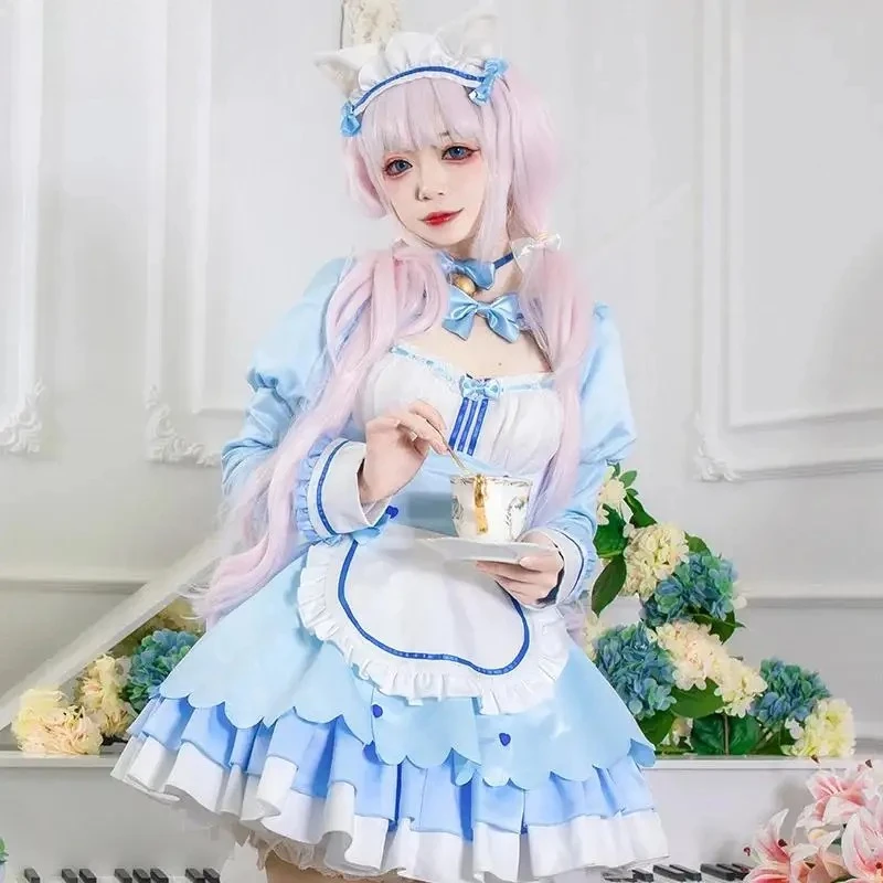 

Vanilla Cosplay Game vol.4 Chocolaa&Vanillaa Cosplay Maid Dress Cute Blue For Women Outfits Costumes