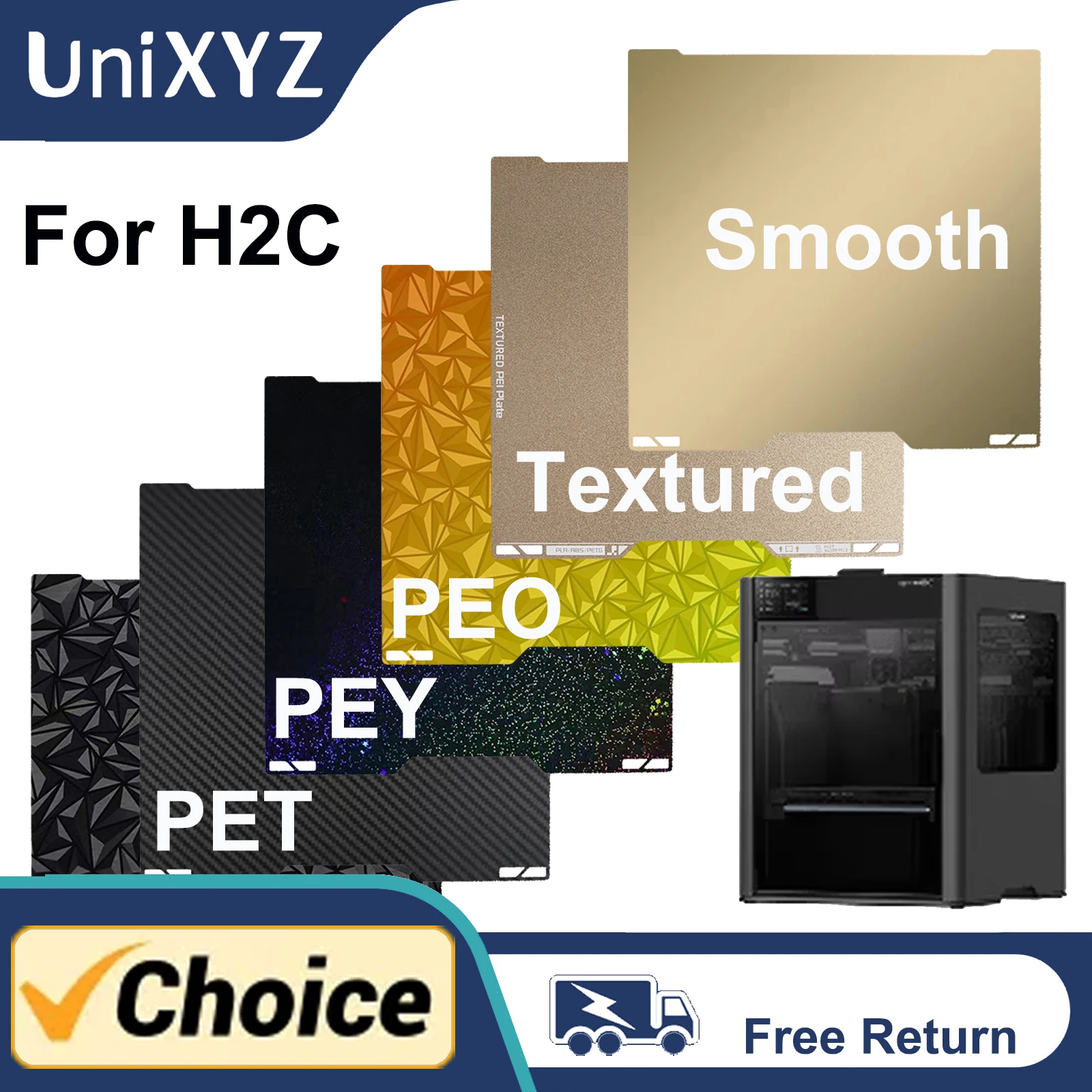 

3D Effect H2C Plate PEO PET PEY Smooth PEI Dual Sided Magnetic Cool Printing Platform For Bambu H2C Plate with QR Code