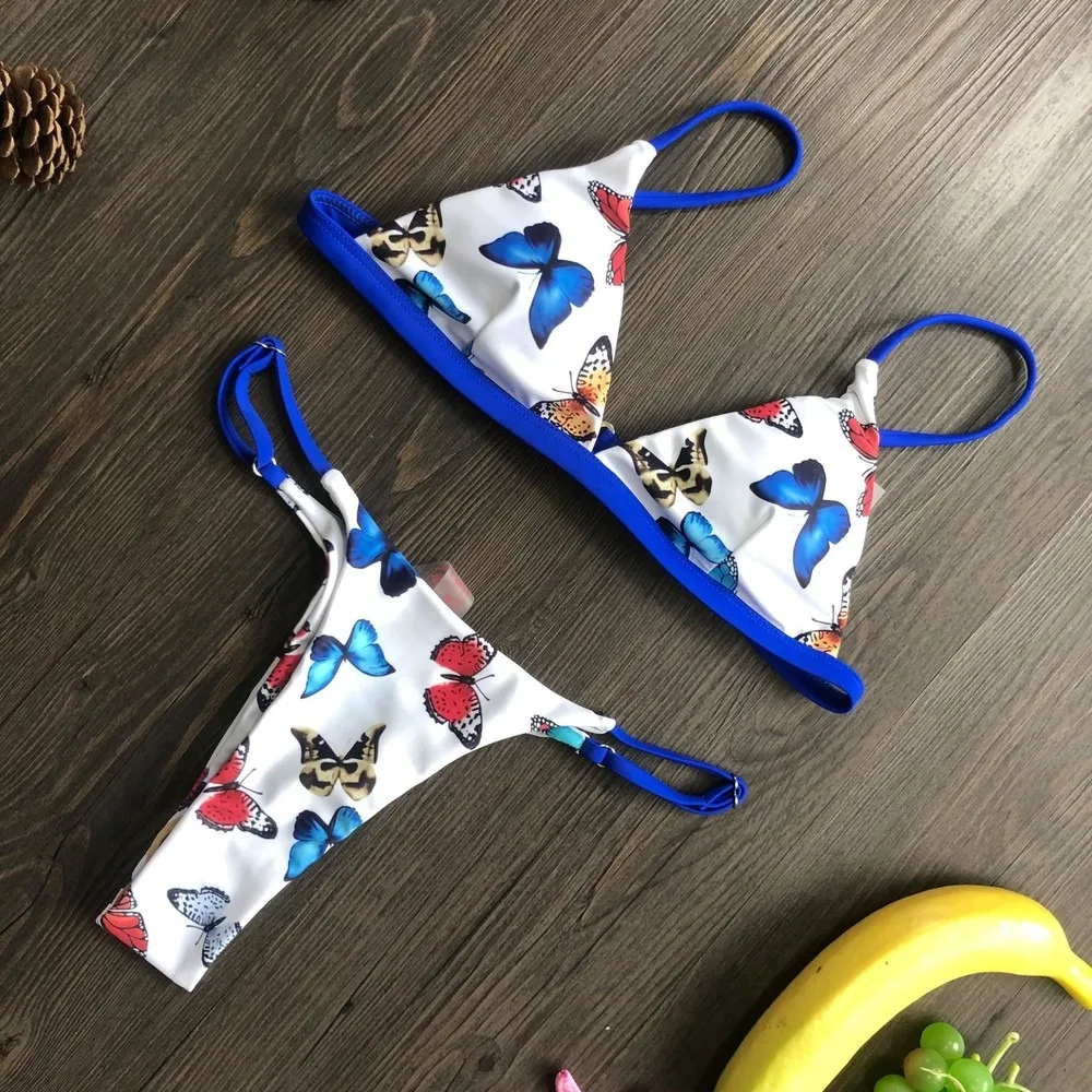 Sexy Butterfly Print Bikini Set Women's Digital Print Fashion Sports Two Piece Swimsuit Beachwear Bikini Set Women's Swimsuit Be