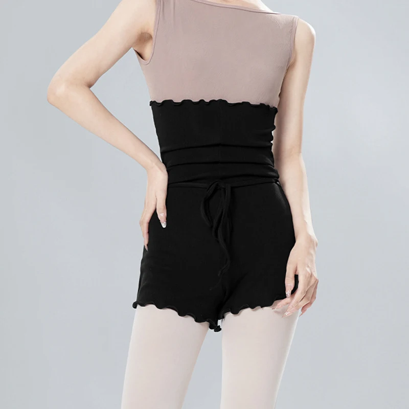 

High Waist Knitted Ballet Yoga Shorts for Girls Waist Support Dance Stage Performance Shorts Pilates Fitness Workout Athletic