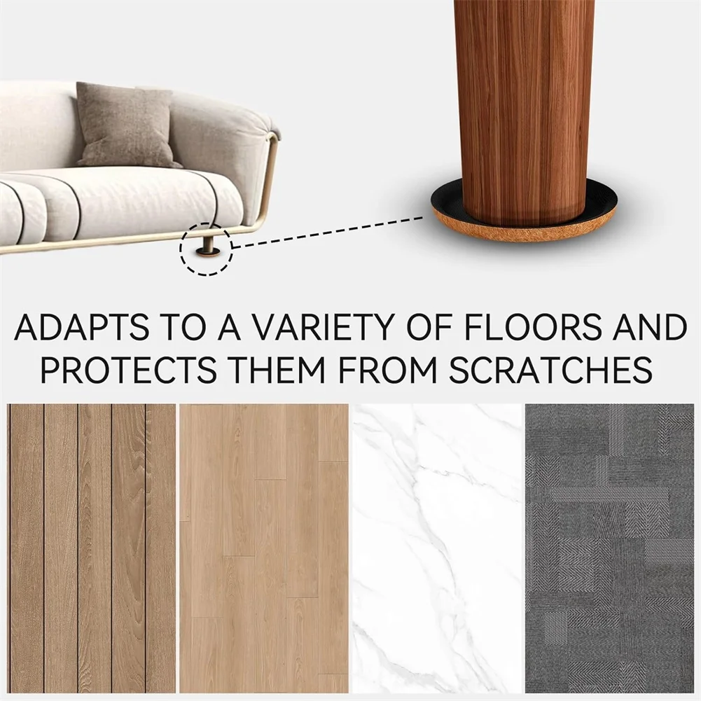 4Pack Furniture Sliders Non Woven Fabric Furniture Glides Anti Slip Pads For Noise Reducing Floor Protectors Furniture Accessory