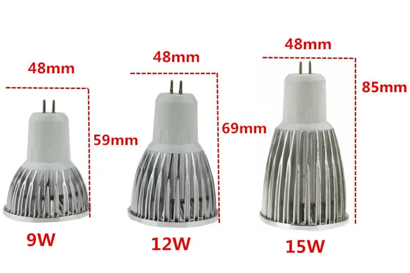 Yeni yüksek güç LED lamba MR16 GU5.3 şok 9W 12W 15W kısılabilir darbe spot sıcak soğuk beyaz MR 16 12V lamba GU 5.3 220V