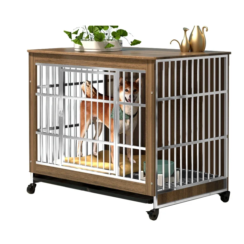 Animal Wood Dog Cage Stainless Steel Material Strong and Heavy Duty Feeding Dog Cage