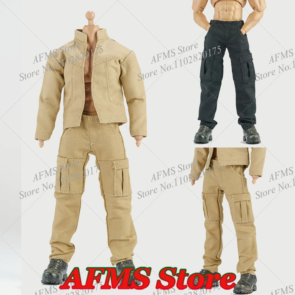 1/12 uomini soldato cappotto pantaloni Cargo Khaki Stand Collar giacca abbigliamento accessorio Fit 6 pollici Mezco NW Action Figure Model Toys