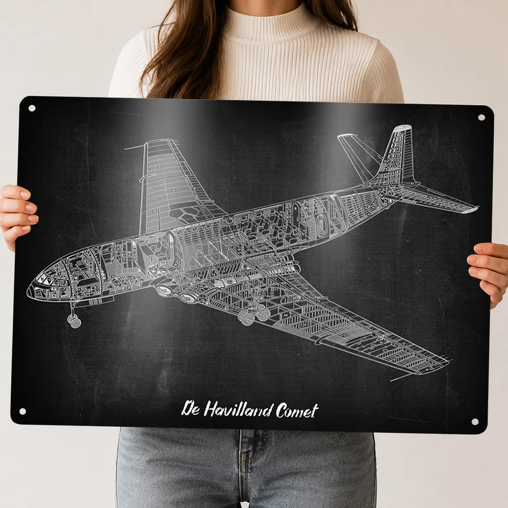 De Havilland Comet Personalized 3D Textured Metal Poster Wall Art Tinplate Sign for Home Decor Room Garage Decoration Gaming