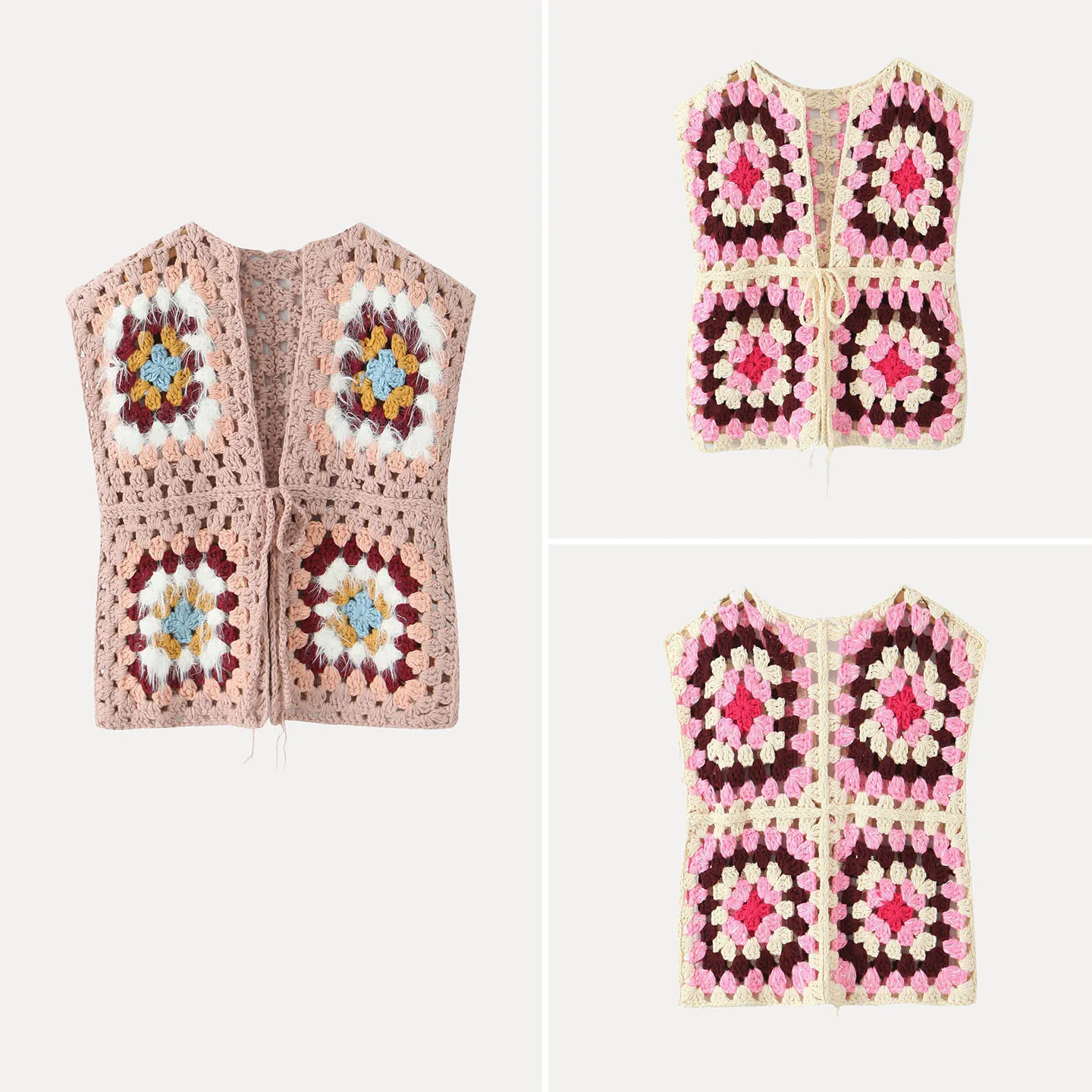 

Hand Knitted Vintage id Vest Women's Faion Autumn 2025 Z Original Design V-ne Belted Regular Length Other Material...