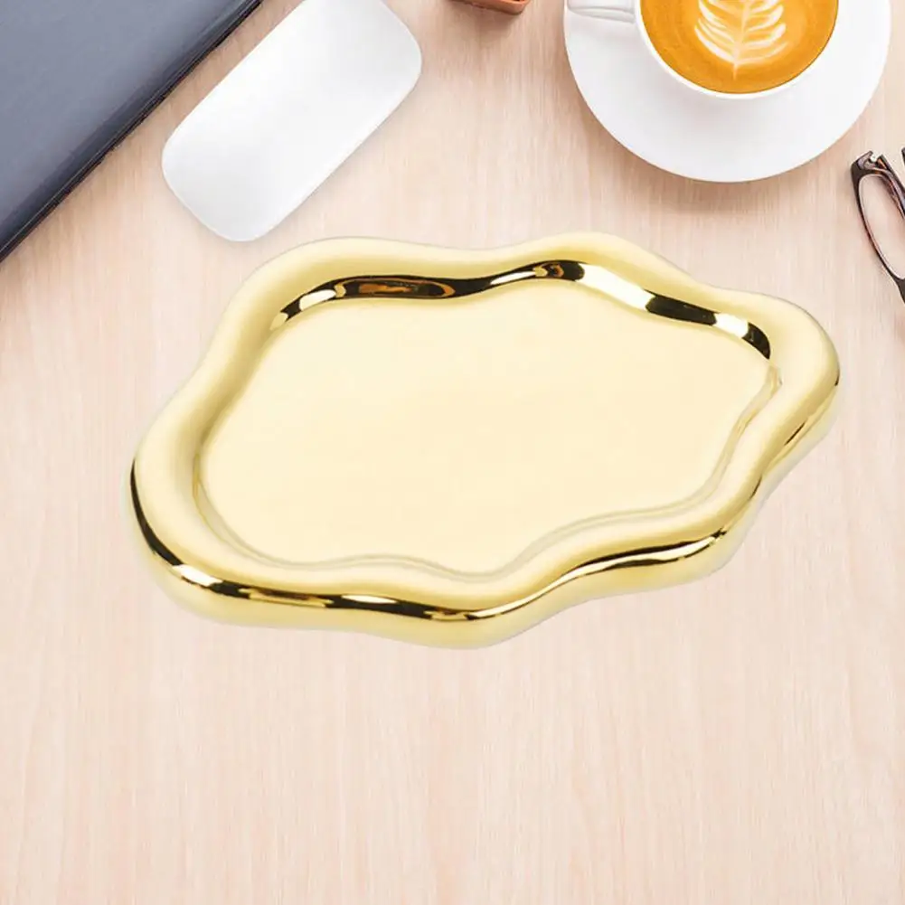 Perfume Tray Jewelry Storage Tray Cloud Design Ceramic Jewelry Tray Room Decor Ring Holder Dish for Women Silver Plate Bowl