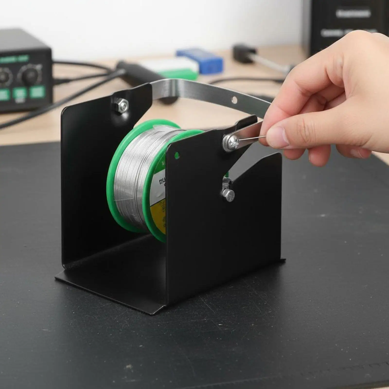 Heavy Duty Solder Spool Stand Metal Wire Rack for Soldering Station Feeder Tool Space Saving Holder for Desk Setup