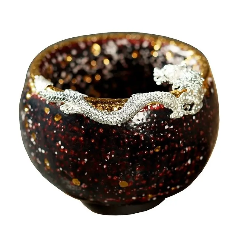 Master Cup High-grade Silver Dragon Teacup Chinese Creative Ceramic Tea Cup