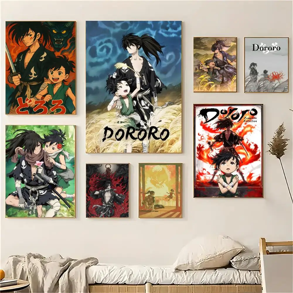 Dororo Anime Samurai Dark Poster Self-adhesive Decal Living Room Bedroom Party Bar Decor Moisture-proof Fade-resistant
