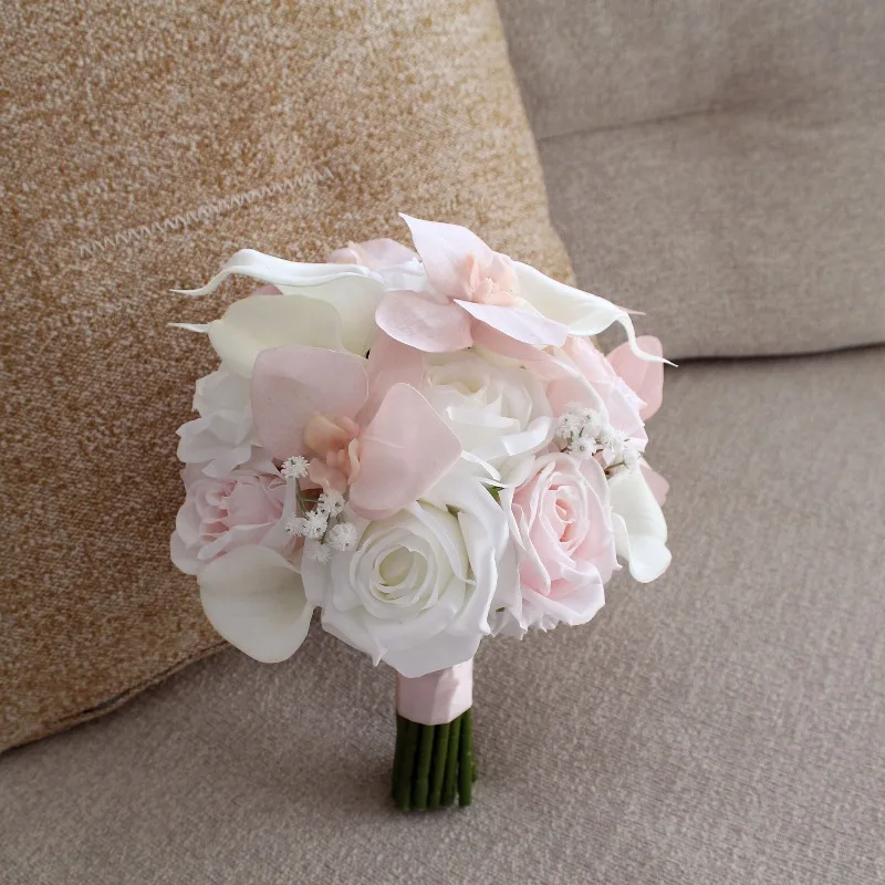 Artificial flower pink Phalaenopsis bride photo bouquet fake flower Korean certificate flower