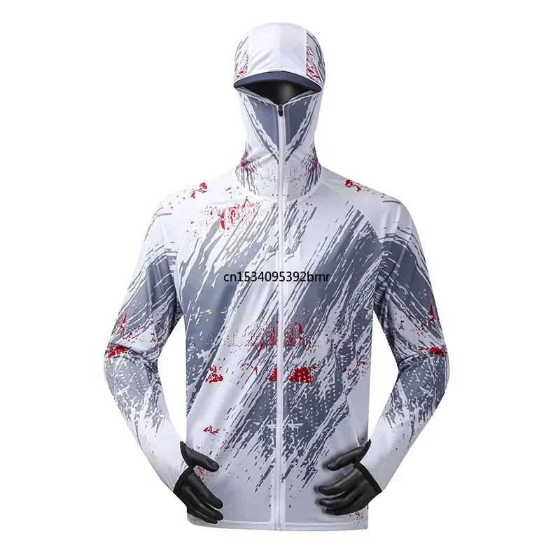 2023 New Outdoor Fishing Clothes Ice Silk Breathable Sunscreen Fast Dry Summer Long Sleeve Hooded Fishing Shirt Pants Suit