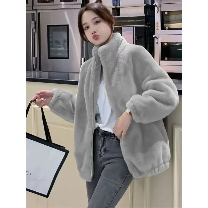 Fat MM Large Size Loose Thickening Type Warm Jacket Female Autumn and Winter Bifacial Coral Velvet Loungewear Hoodie