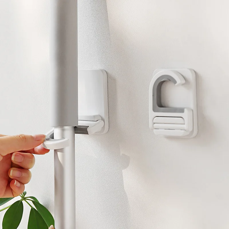 Wall Mount Broom Mop Clip Holder Self-adhesive Broom Brush Mop Hanger Organizer Rack Kitchen Bathroom Storage Multi-Purpose Hook - view 6