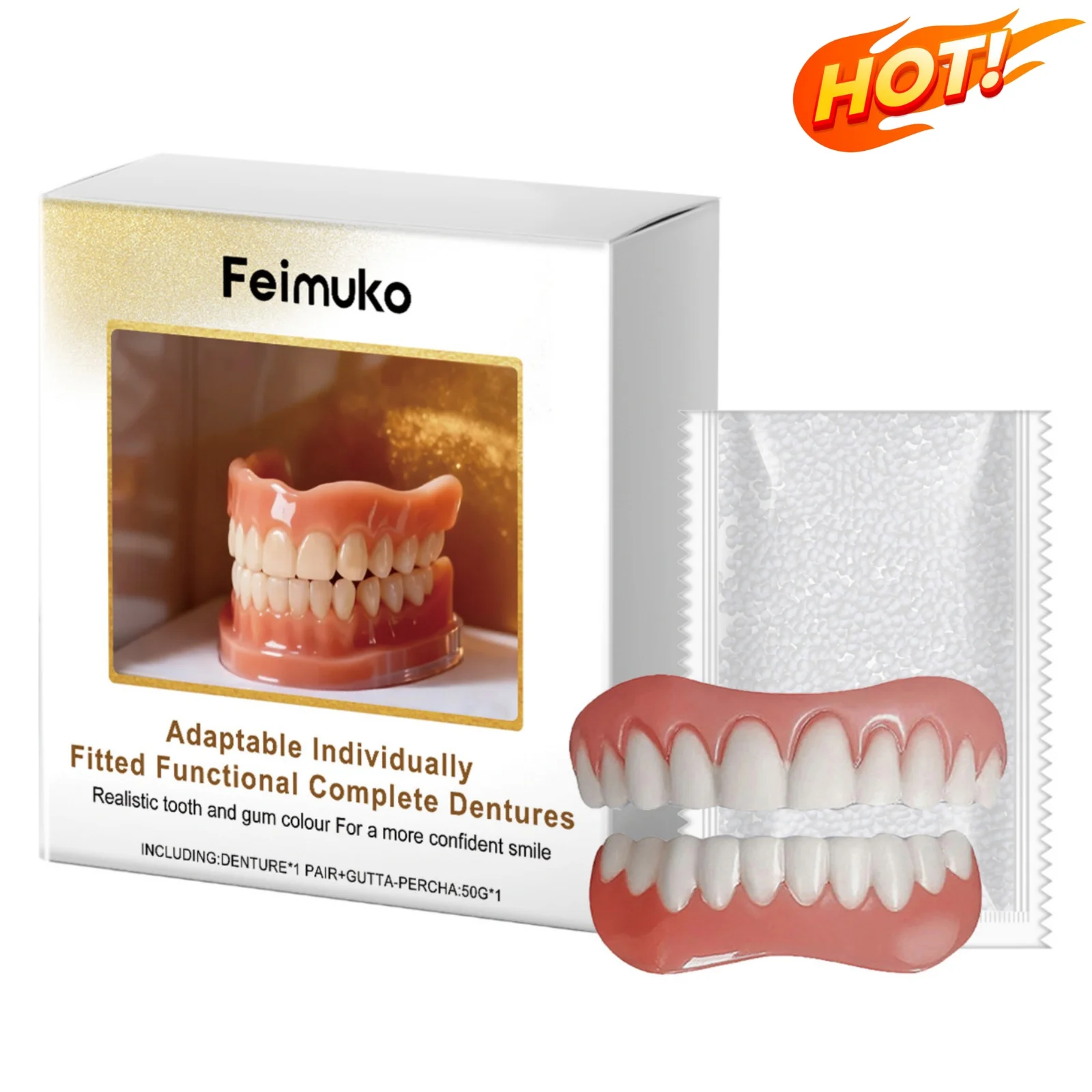 Denture Silicone Kit Soft Silicone Liners Upper Lower False Teeth Set Comfortable Reline Kit Easy To Use For Perfect Smile