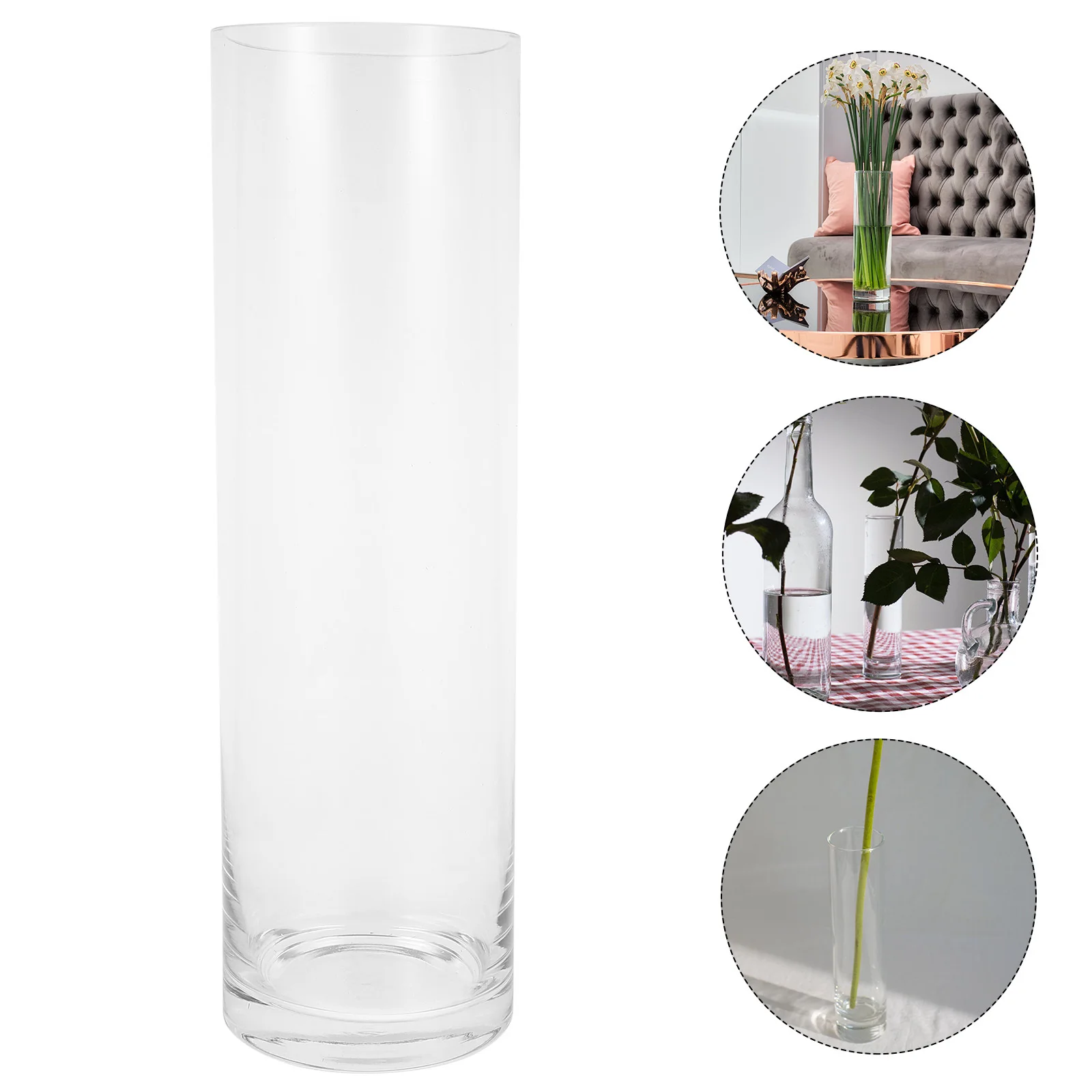 

Clear Cylinder Glass Vase Thickened Transparent Floor Vase for Home Wedding Decoration Hydroponic Flower Holder Floral Plant