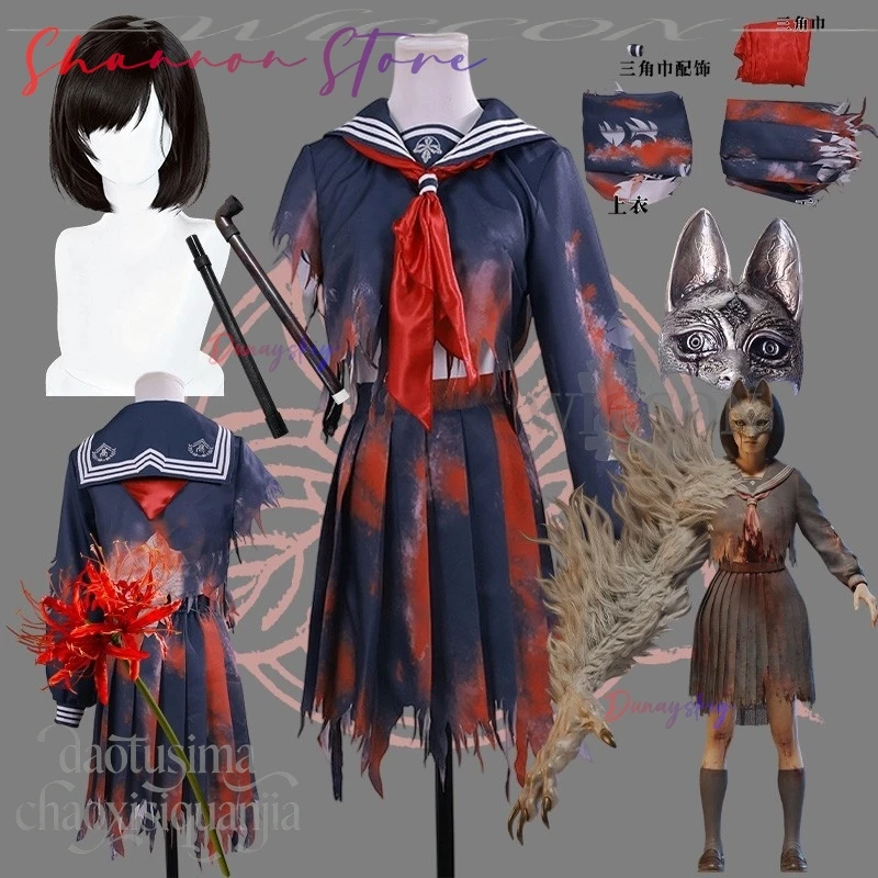 

Игра ужасов Shimizu Аниме Хинако Косплей Костюм Поддельная кровь Платье JK Школьная форма Слеза Пушистая лиса 3D Маска Хэллоуин Вечеринка Cos