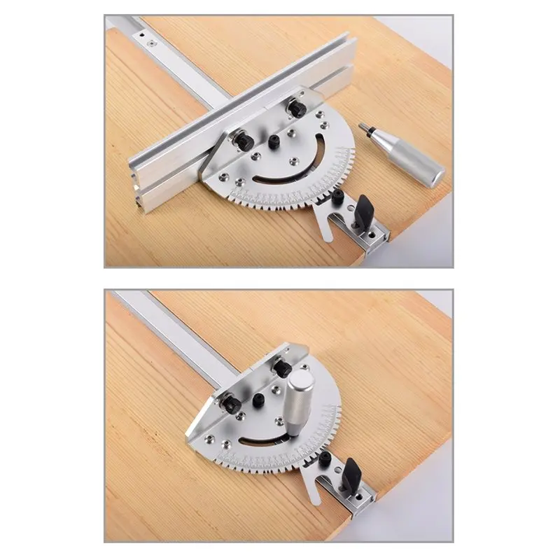 【HAPPYH】Aluminum Push Ruler Bandsaw Inverted Trim Adjustable Angle Disc Slide Push Handle Woodworking DIY Auxiliary Tool 410Mm