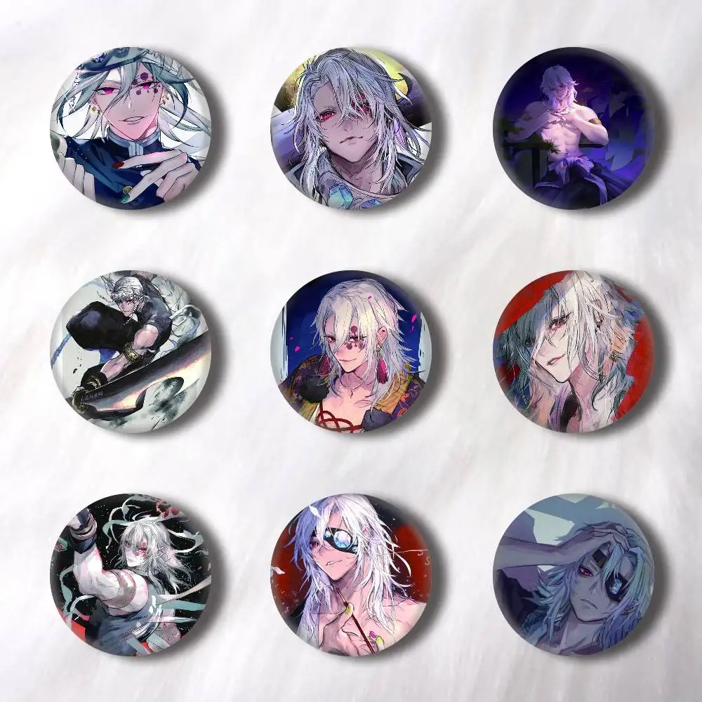 Anime Uzui Tengen Creative Round Button Badges Cute Pin Brooch for Backpack Clothes Lapel Jewelry Accessories Friends Gift