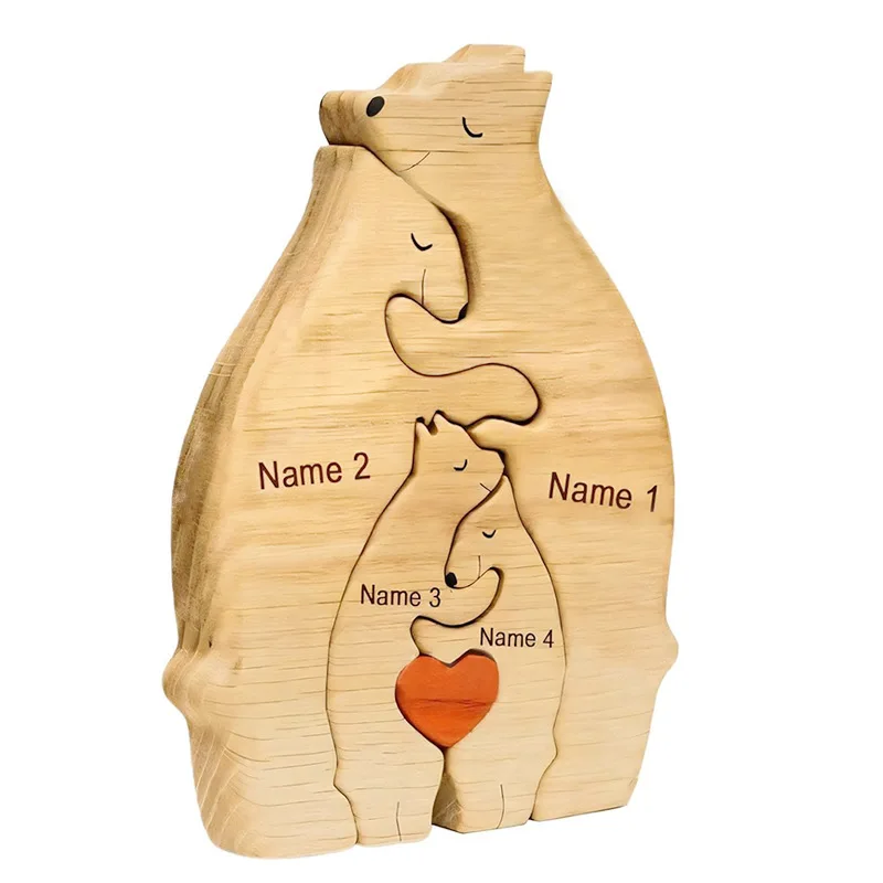 Bear Embrace Sculpture for Living Room Bedroom & Home Decor Cute Wooden Art Sculpture DIY Cute Home Desktop Decor Gift