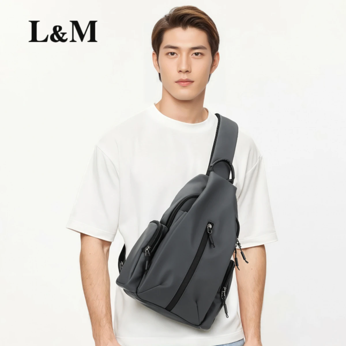 L&M Sacos Crossbody Impermeável Saco de peito Moda Sólido Pacotes de fanny para homens Alta Qualidade Viagens Desporto Grande Capacidade Saco Sling