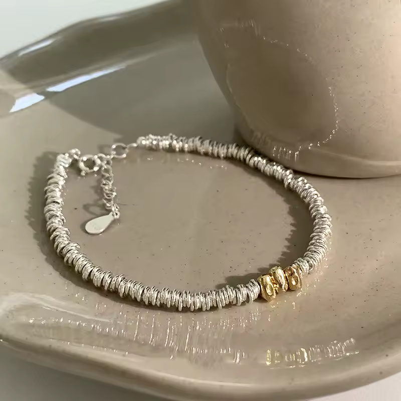 New 925 Silver Gold Color Geometric Beads Adjustable Punk String Bracelet For Woman Girl Fashion Jewelry Gift Dropship Wholesale