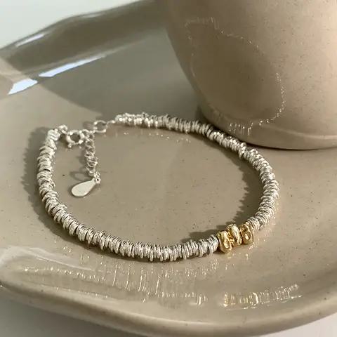 New 925 Silver Gold Color Geometric Beads Adjustable Punk String Bracelet For Woman Girl Fashion Jewelry Gift Dropship Wholesale