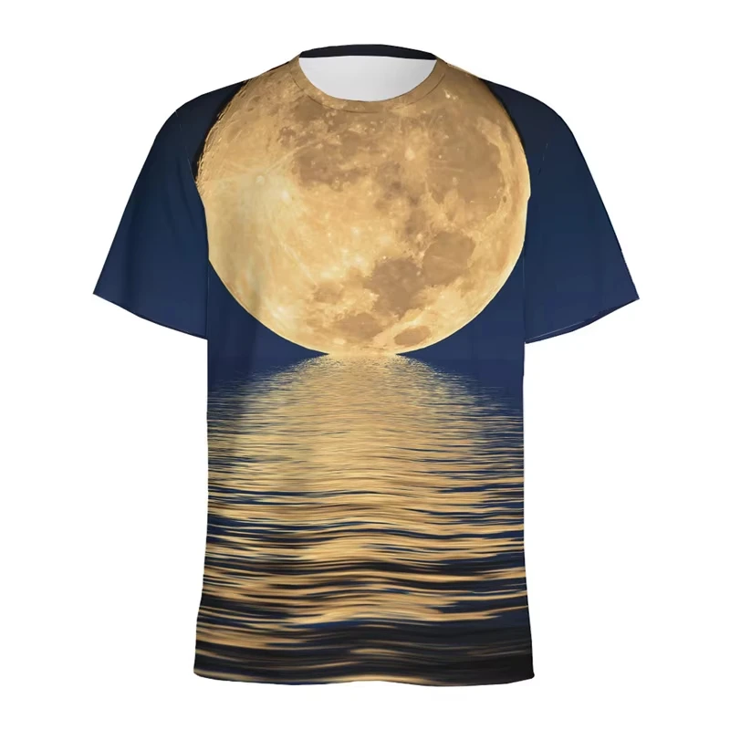 Hot Sell Summer Man Clothe 3d Print Moon Men Oversized Short Sleeve Tshirt Men Clothing Men Top Tees Tshirt Men's Short Sleeve